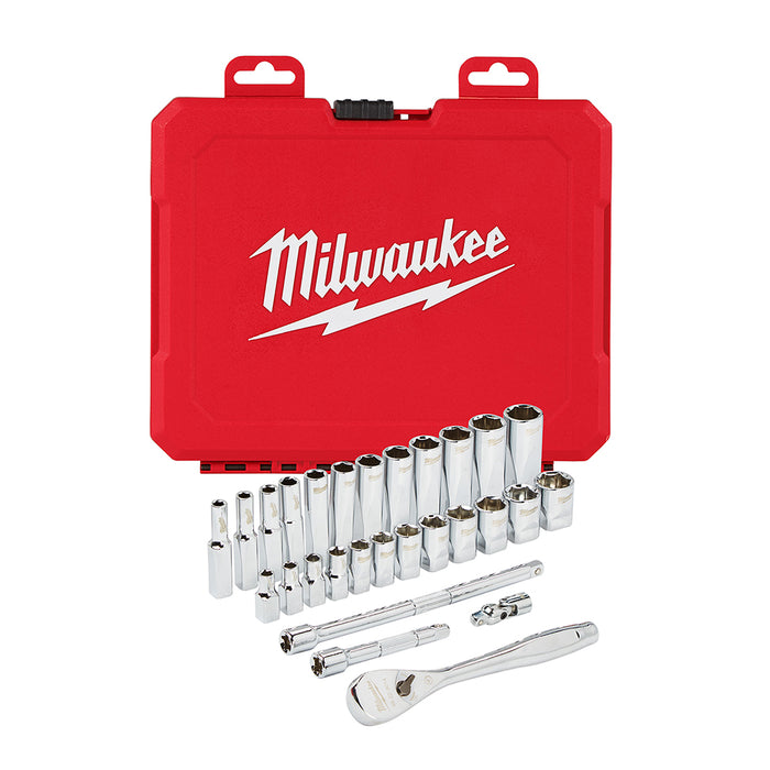 Milwaukee 1/4 in. Drive 28 pc. Ratchet & Socket Set - Metric