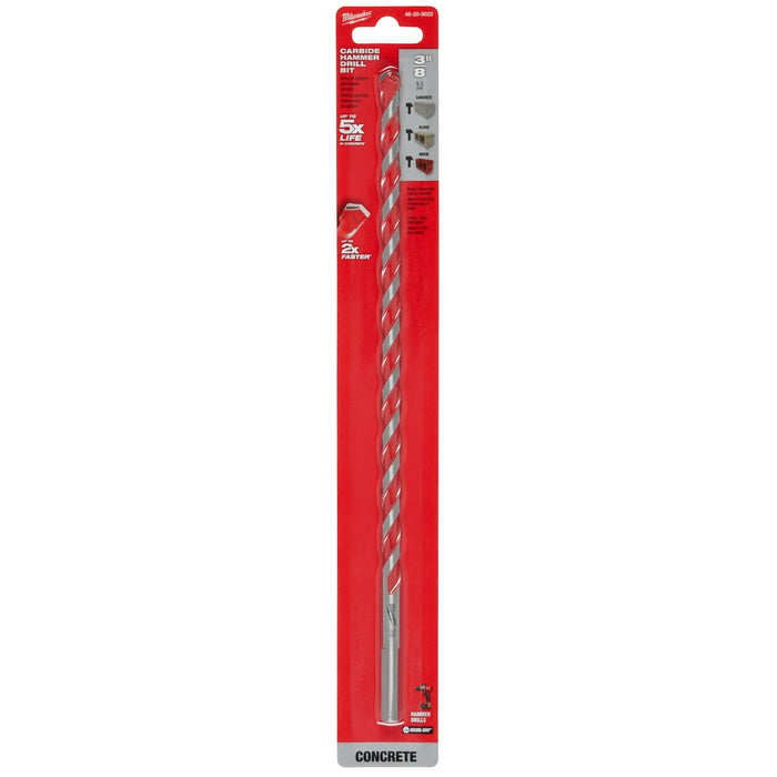 Milwaukee 3/8" x 10" x 12" SHOCKWAVE Impact Duty™ Carbide Hammer Drill Bit with POWER TIP™