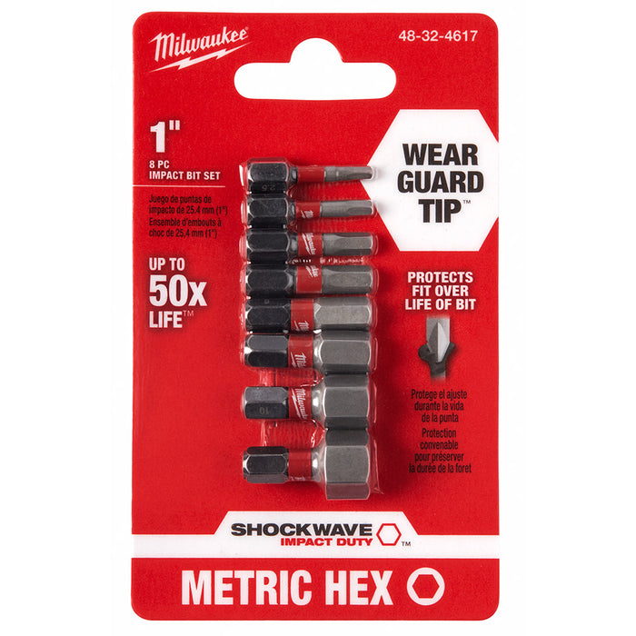 Milwaukee 8-Piece SHOCKWAVE™ 1 in. Impact Metric Hex Insert Bit Set 3PK