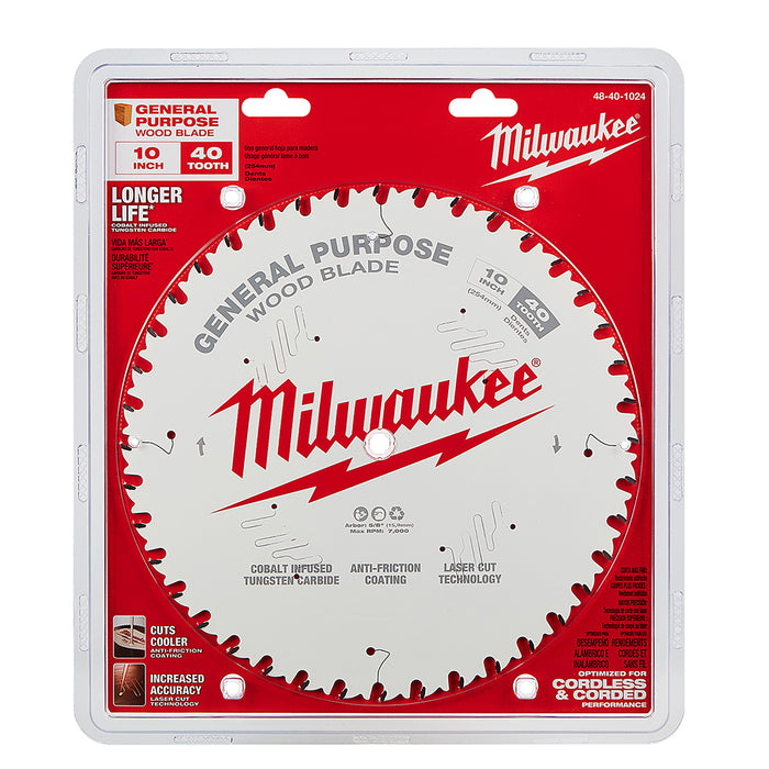 Milwaukee 10 in. 40T General Purpose Circular Saw Blade