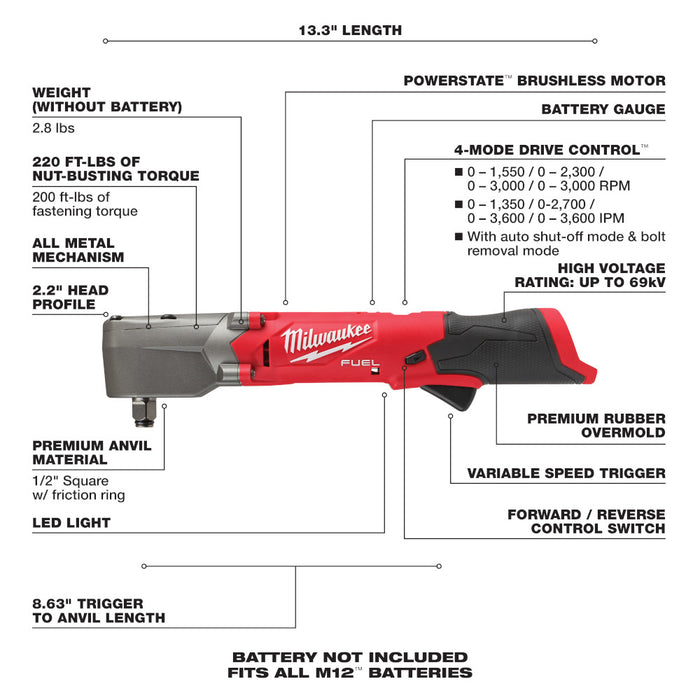 Milwaukee M12 FUEL™ 1/2" Right Angle Impact Wrench