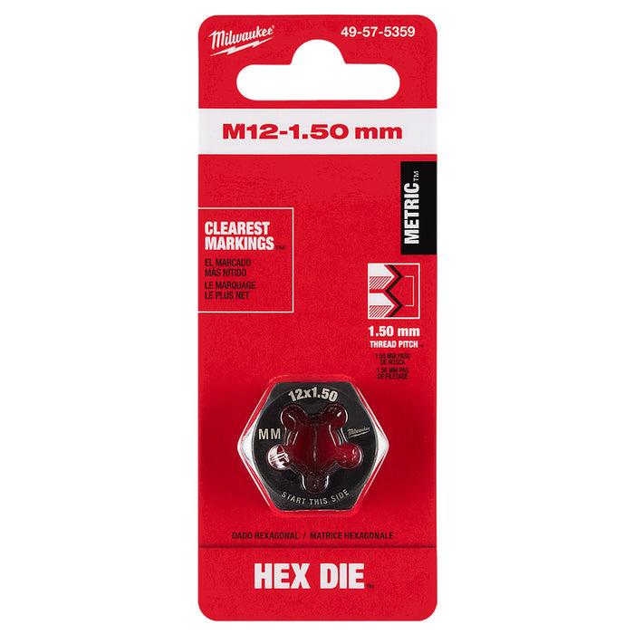 Milwaukee M12-1.50 mm 1-Inch Hex Threading Die