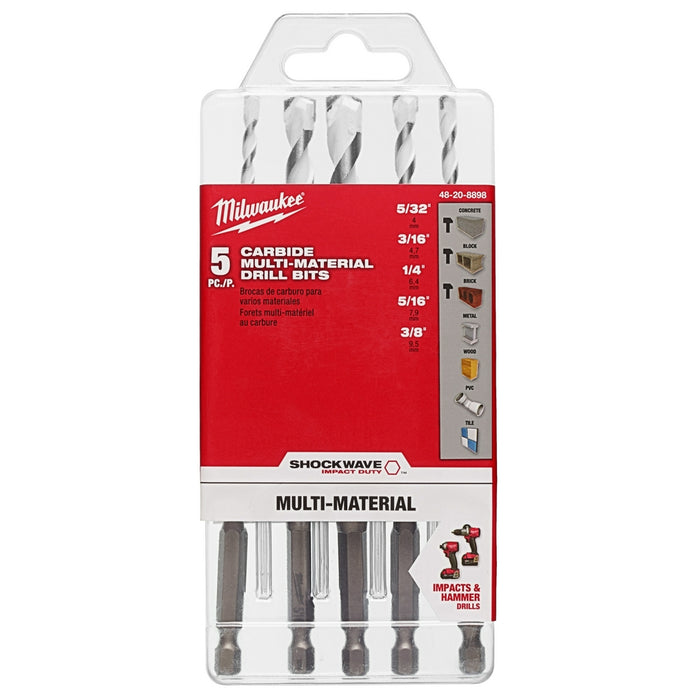 Milwaukee 5pc. SHOCKWAVE™ Carbide Multi-Material Drill Bits