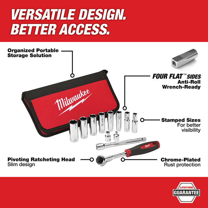 Milwaukee 12-Piece 3/8 in. Drive SAE Socket Set