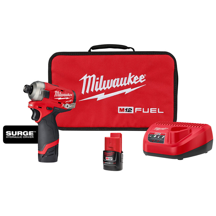 Milwaukee M12 FUEL™ SURGE™ 1/4 in. Hex Hydraulic Driver 2 Battery Kit