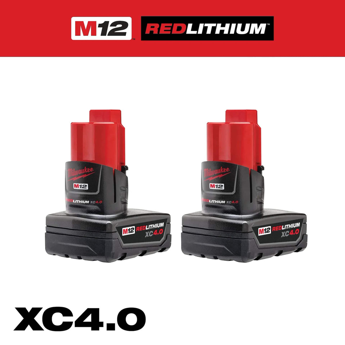Milwaukee Tool Power Tools Accessories M12™ REDLITHIUM™ XC4.0 Battery Two Pack