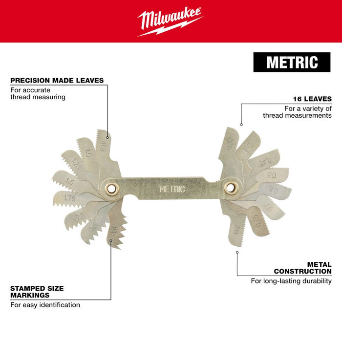 Milwaukee Tool Accessories Milwaukee 0.35-3.00 mm Metric Thread Pitch Gauge