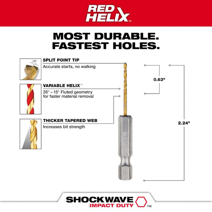 Milwaukee Tool Power Tools Accessories Milwaukee 1/16 in. Titanium SHOCKWAVE™ Drill Bit