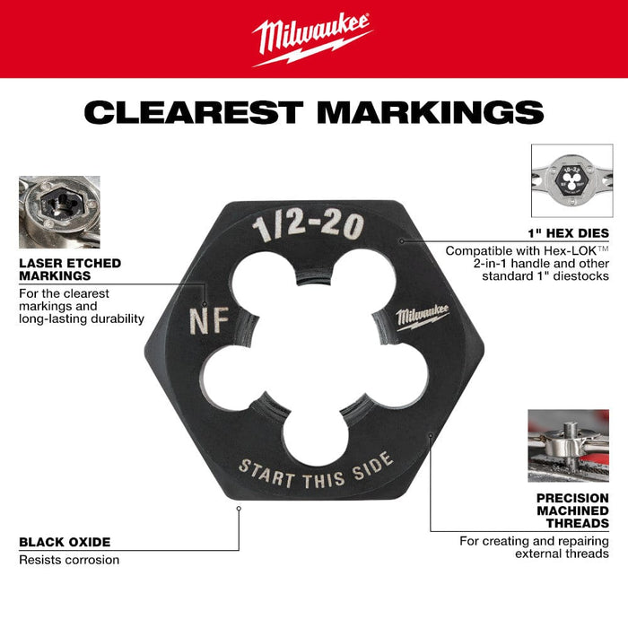 Milwaukee Tool Accessories Milwaukee 1/2"-13 NC 1-Inch Hex Threading Die