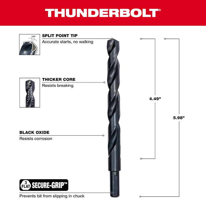 Milwaukee Tool Milwaukee 1/2 in. Thunderbolt® Black Oxide Drill Bit