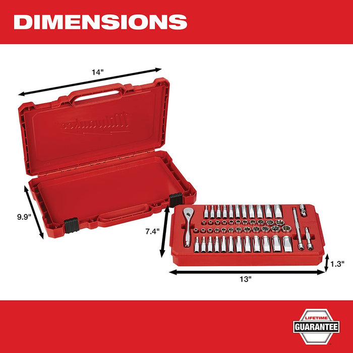 Milwaukee Tool Milwaukee 1/4 in. Drive 50 pc. Ratchet & Socket Set - SAE & Metric