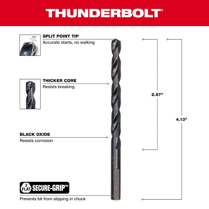 Milwaukee Tool Milwaukee 1/4 in. Thunderbolt® Black Oxide Drill Bit