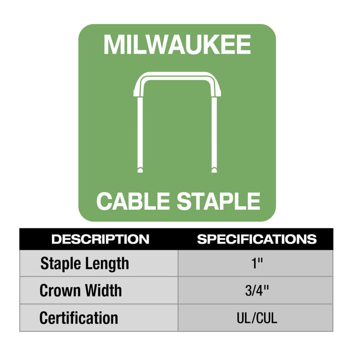 Milwaukee Tool Air Tools and Compressors Milwaukee 1" Insulated Cable Staples