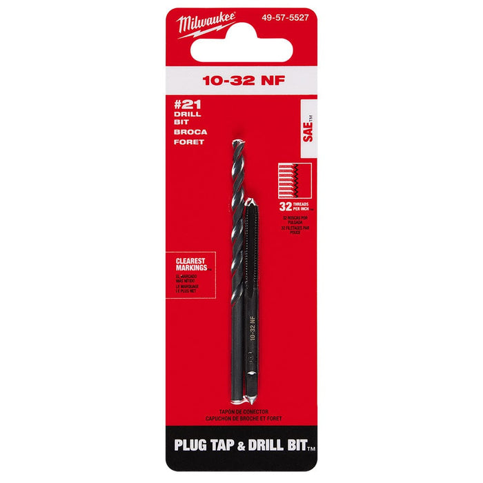 Milwaukee Tool Power Tools Accessories Milwaukee 10-32 NF Straight Flute Plug Tap & #21 Drill Bit