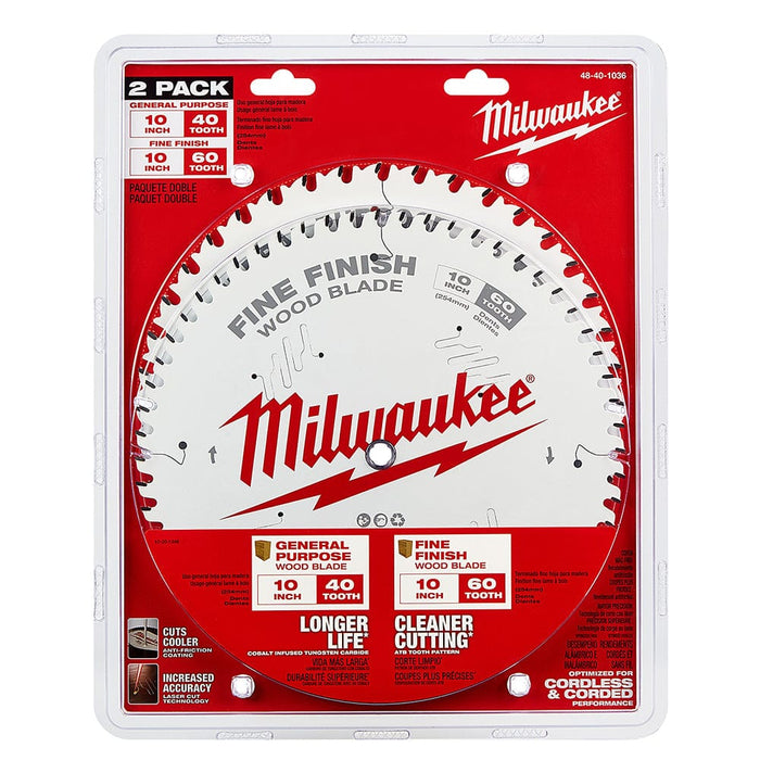 Milwaukee Tool Power Tools Accessories Milwaukee 10 in. 40T + 60T Two Pack Circular Saw Blades