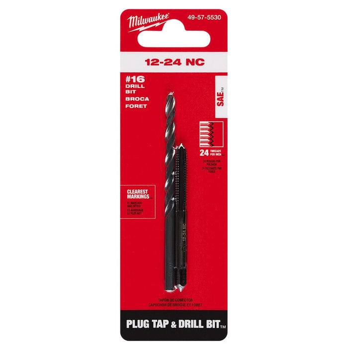 Milwaukee Tool Power Tools Accessories Milwaukee 12-24 NC Straight Flute Plug Tap & #16 Drill Bit