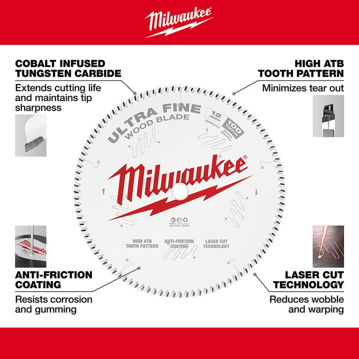 Milwaukee Tool Milwaukee 12 in. 100T Ultra Fine Finish Circular Saw Blade