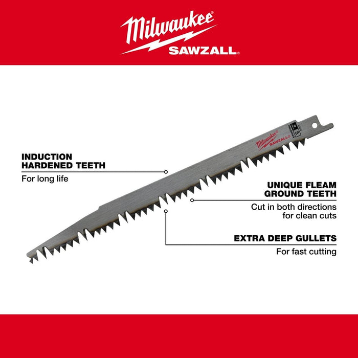 Milwaukee Tool Power Tools Accessories Milwaukee 12 in. 5 TPI Pruning SAWZALL Blades 5PK