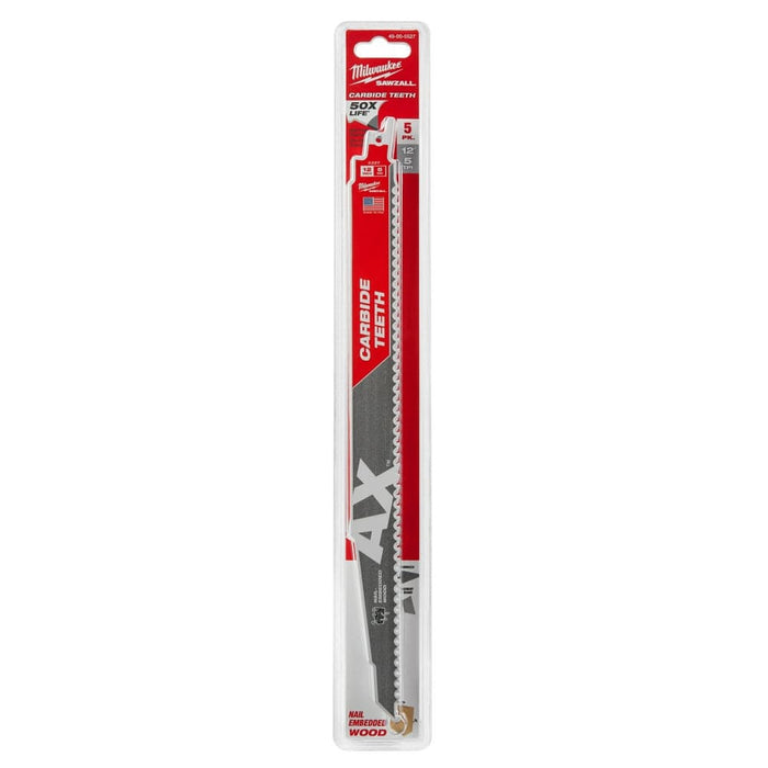 Milwaukee Tool Power Tools Accessories Milwaukee 12 in. 5 TPI The Ax™ Carbide Teeth SAWZALL® Blades 5PK