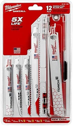 Milwaukee Tool Power Tools Accessories Milwaukee 12 Piece Multi Material (Wood, Plastic, Metal) Bi-Metal SAWZALL Ultimate Demolition Reciprocating Saw Blade Set