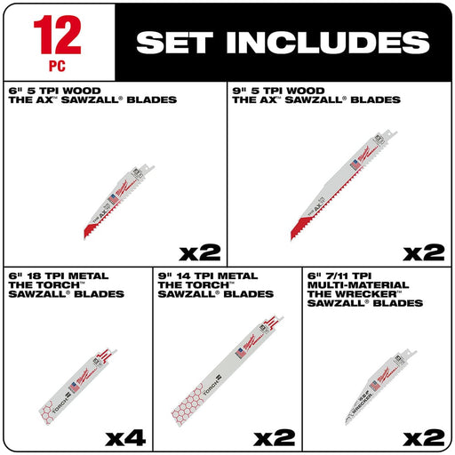 Milwaukee Tool Milwaukee 12-Piece SAWZALL® Blade Set