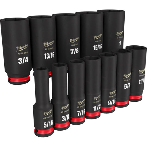 Milwaukee Tool Accessories Milwaukee 12PC SHOCKWAVE™ Impact Duty™ 3/8" Drive SAE Deep 6 Point Socket Set