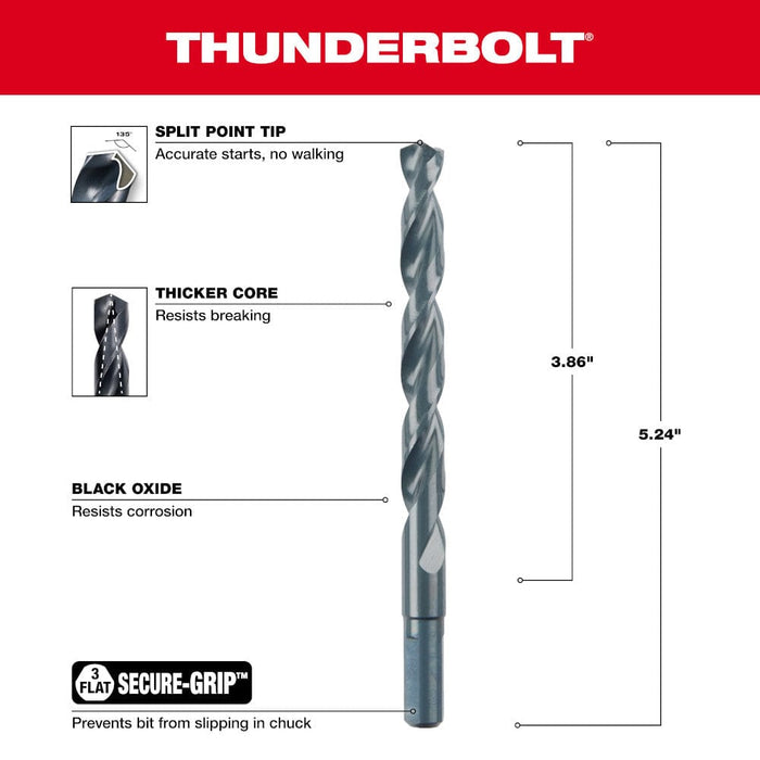 Milwaukee Tool Milwaukee 13/32 in. Thunderbolt® Black Oxide Drill Bit