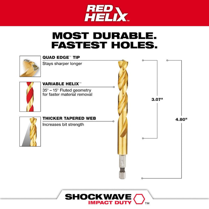 Milwaukee Tool Power Tools Accessories Milwaukee 13/32 in. Titanium SHOCKWAVE™ Drill Bit