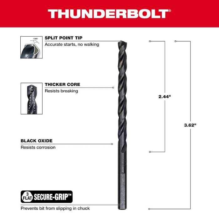 Milwaukee Tool Milwaukee 13/64 in. Thunderbolt® Black Oxide Drill Bit