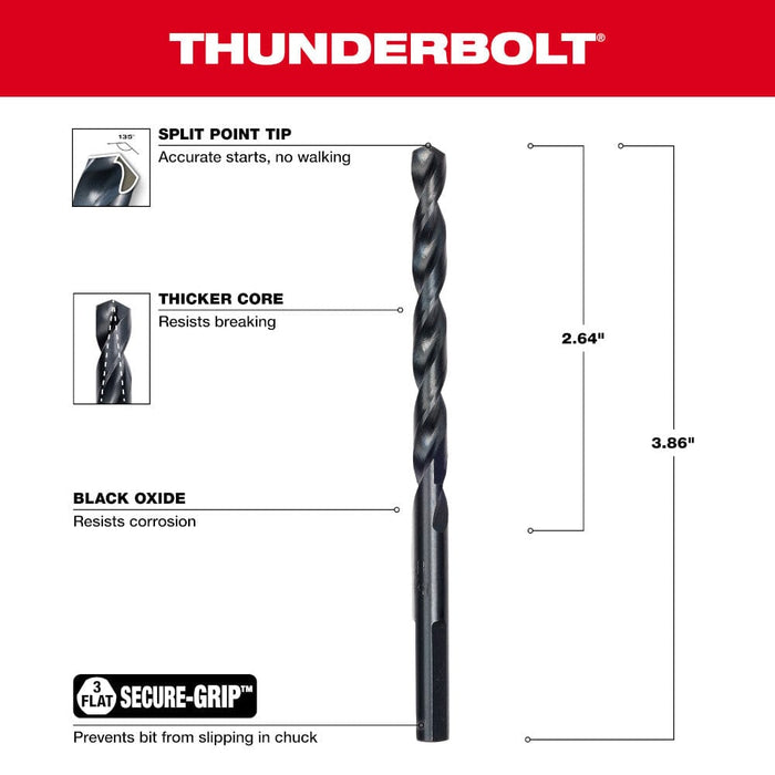 Milwaukee Tool Milwaukee 15/64 in. Thunderbolt® Black Oxide Drill Bit