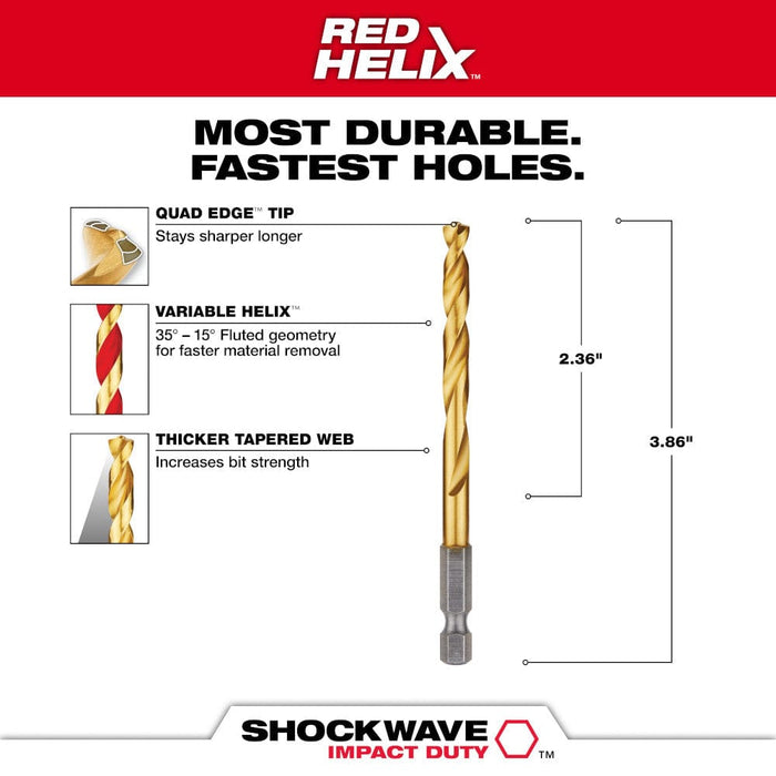 Milwaukee Tool Power Tools Accessories Milwaukee 15/64 in. Titanium SHOCKWAVE™ Drill Bit