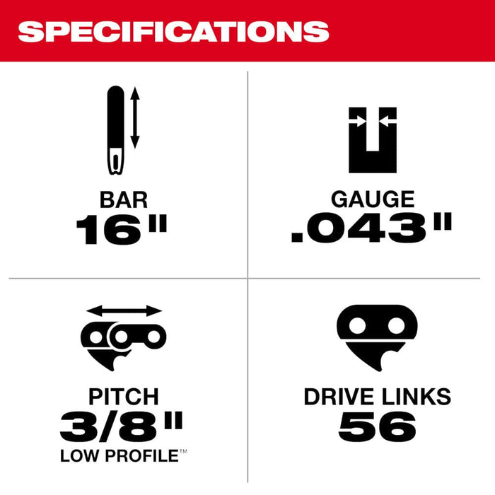 Milwaukee Tool Milwaukee 16 in. Replacement Chainsaw Chain