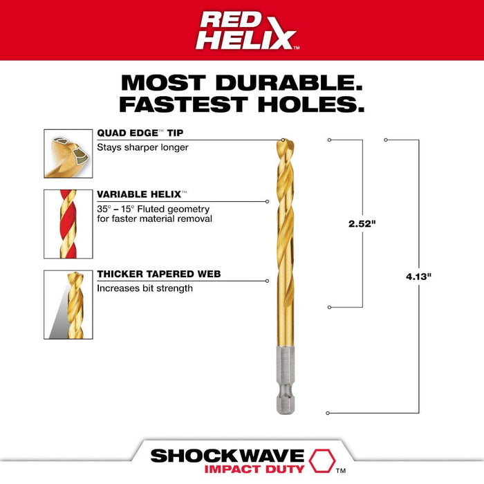 Milwaukee Tool Power Tools Accessories Milwaukee 17/64 in. Titanium SHOCKWAVE™ Drill Bit