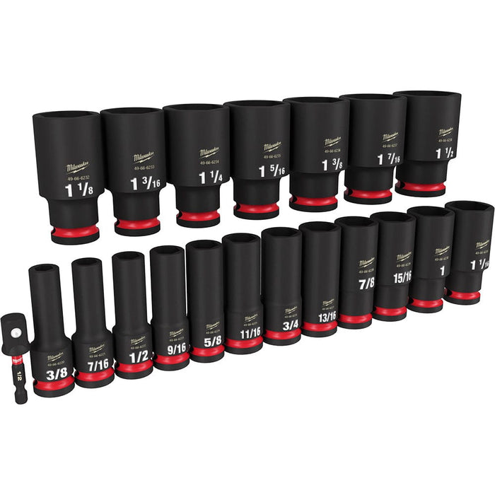 Milwaukee Tool Accessories Milwaukee 19PC SHOCKWAVE™ Impact Duty™ 1/2" Drive SAE Deep 6 Point Socket Set