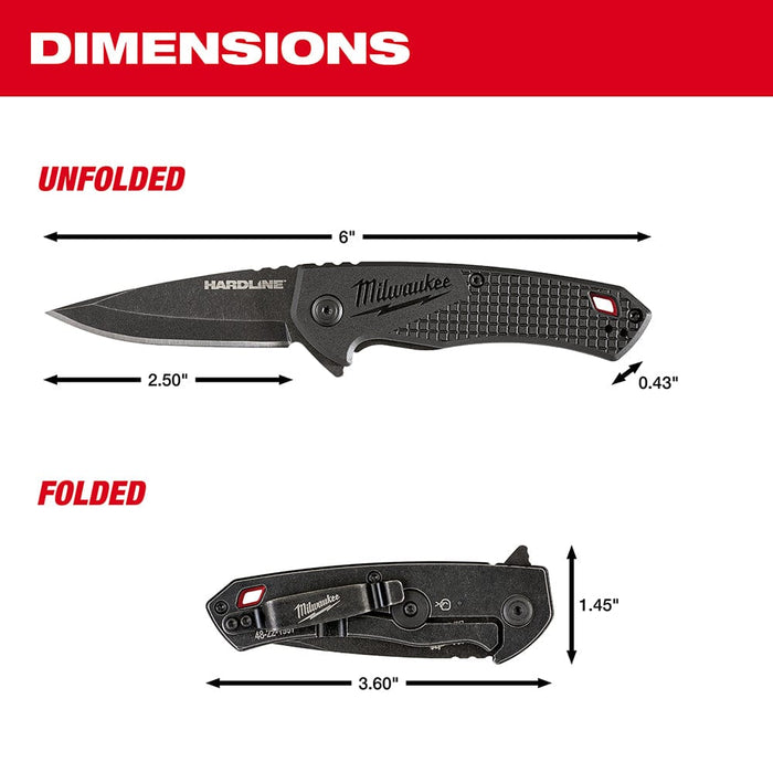 Milwaukee Tool Milwaukee 2.5 in. HARDLINE™ Smooth Drop Point Blade Pocket Knife