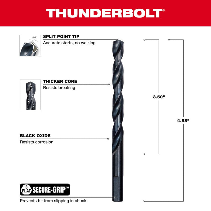 Milwaukee Tool Milwaukee 23/64 in. Thunderbolt® Black Oxide Drill Bit