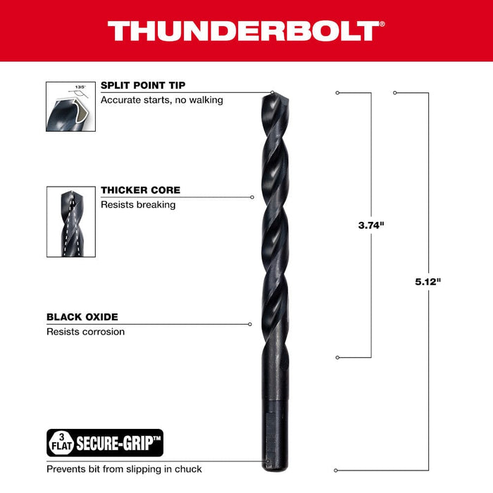 Milwaukee Tool Milwaukee 25/64 in. Thunderbolt® Black Oxide Drill Bit