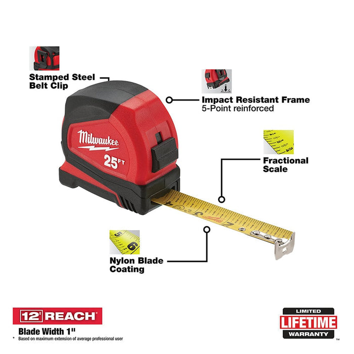 Milwaukee Tool Milwaukee 25 ft. Compact Tape Measure