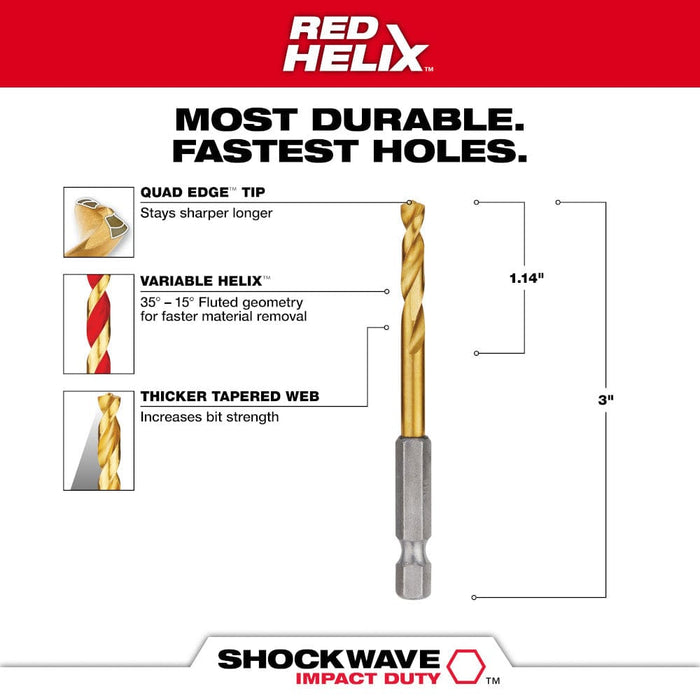 Milwaukee Tool Power Tools Accessories Milwaukee 3/16 in. Titanium SHOCKWAVE™ Drill Bit