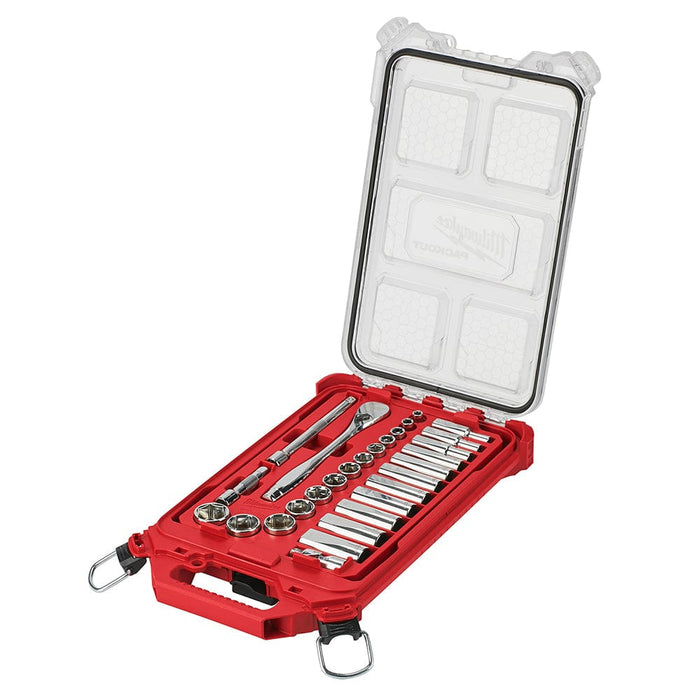 Milwaukee Tool Milwaukee 3/8" 28 Pc Ratchet & Socket Set with PACKOUT™ Organizer