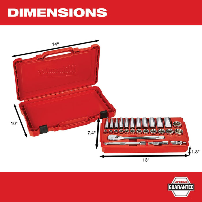 Milwaukee Tool Milwaukee 3/8 in. Drive 28 pc. Ratchet & Socket Set- SAE