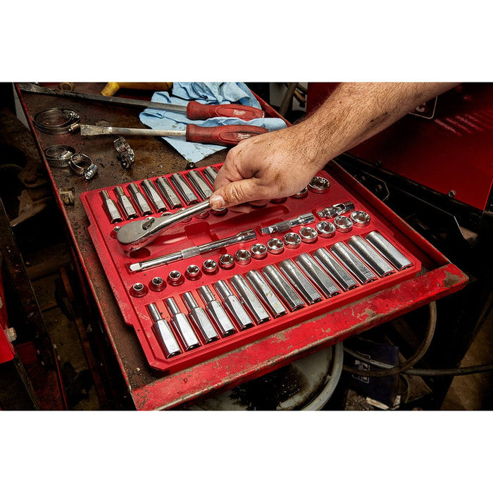 Milwaukee Tool Milwaukee 3/8 in. Drive 56 pc. Ratchet & Socket Set - SAE & Metric