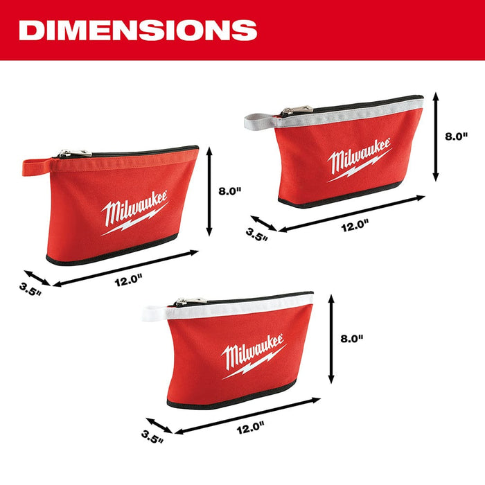 Milwaukee Tool Milwaukee 3 pk Zipper Pouches