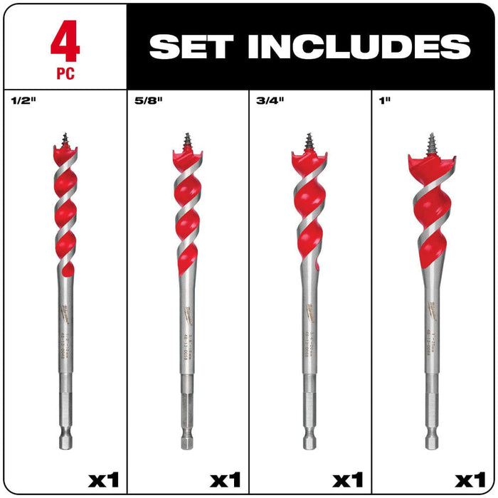 Milwaukee Tool Power Tools Accessories Milwaukee 4 Pc Speed Feed™ Wood Bit Set