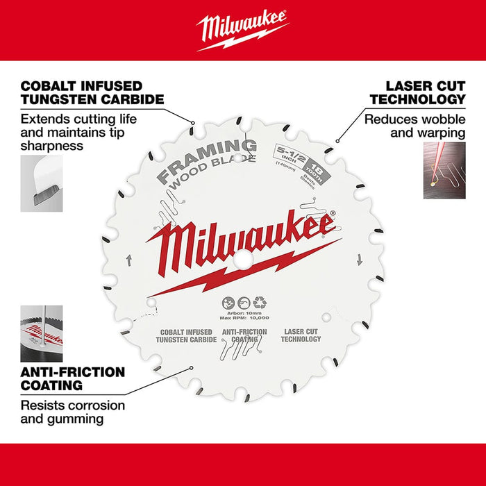 Milwaukee Tool Power Tools Accessories Milwaukee 5-1/2 in. 18T Framing Circular Saw Blade