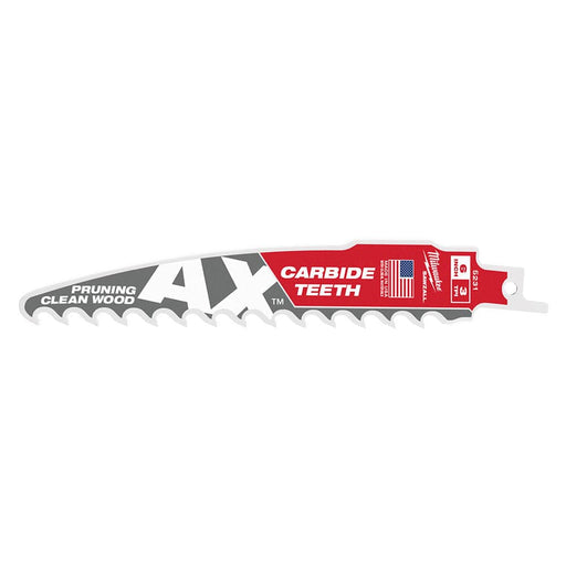 Milwaukee Tool Power Tools Accessories Milwaukee 6" 3 TPI The AX™ with Carbide Teeth for Pruning & Clean Wood SAWZALL® Blade 1PK