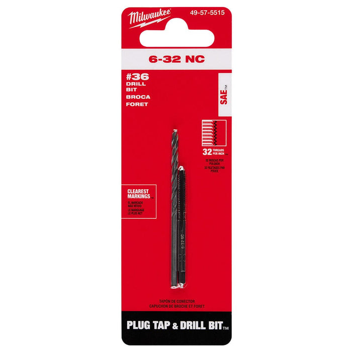 Milwaukee Tool Power Tools Accessories Milwaukee 6-32 NC Straight Flute Plug Tap & #36 Drill Bit