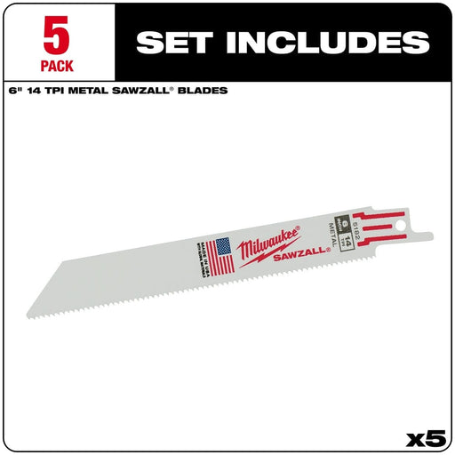 Milwaukee Tool Power Tools Accessories Milwaukee 6 in. 14 TPI Thin Kerf SAWZALL® Blades 5PK