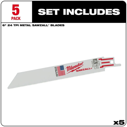 Milwaukee Tool Power Tools Accessories Milwaukee 6 in. 24 TPI Thin Kerf SAWZALL® Blades 5PK