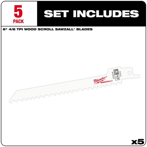 Milwaukee Tool Power Tools Accessories Milwaukee 6 in. 4/6 TPI SAWZALL® Blades 5PK